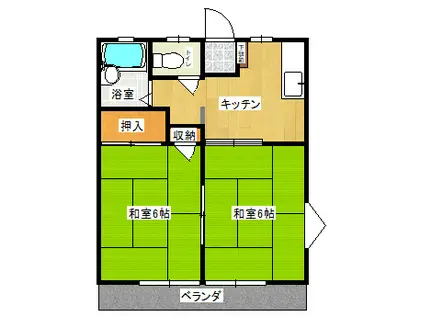 レジデンスソレイユ2(2K/2階)の間取り写真