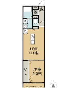 GROWTH DAIOU(1LDK/4階)の間取り写真