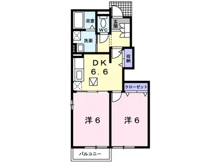 サニークリーンB棟(2DK/1階)の間取り写真