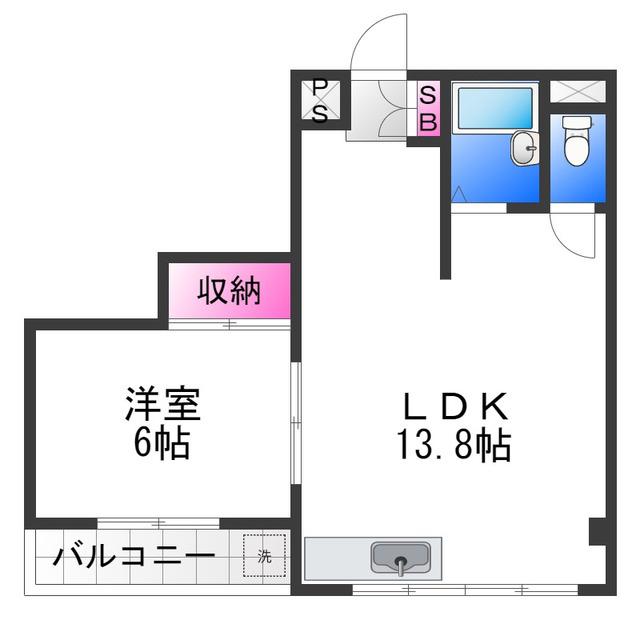 メゾン・ドゥ・メール東湊(1LDK/4階)の間取り写真