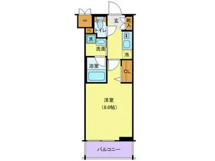 ハーモニーレジデンス新宿御苑 THE ウエスト(1K/2階)の間取り写真