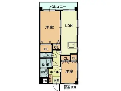 マリアージュ小森江(2LDK/7階)の間取り写真