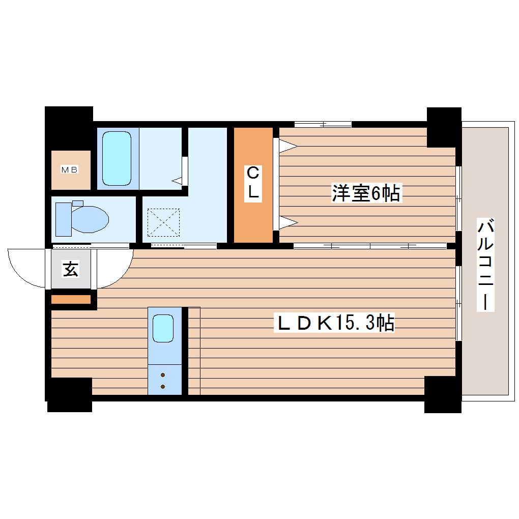 グラバード(1LDK/5階)の間取り写真