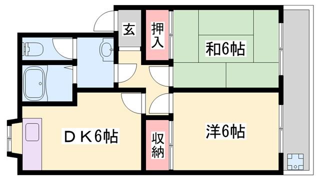 サンフラッツ(2DK/2階)の間取り写真