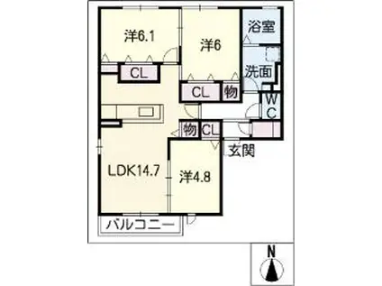 レジデンス小野(3LDK/2階)の間取り写真