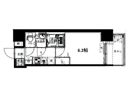 ALIVIS福島海老江(1K/6階)の間取り写真