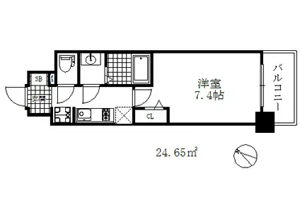 エスライズ神戸三宮山手通2番館(1K/8階)の間取り写真