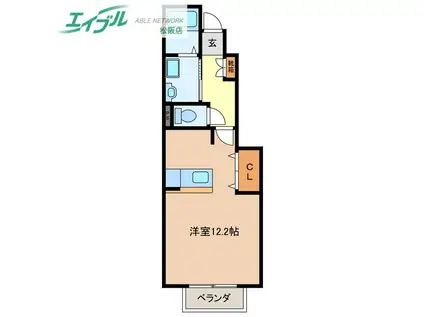 ヴォロンティエA棟(ワンルーム/1階)の間取り写真