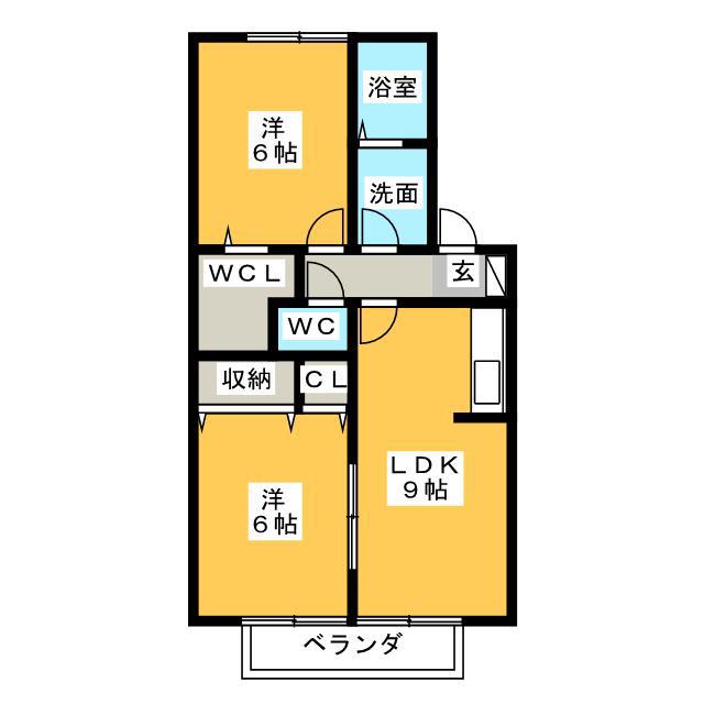 プレミールボヌールB(2LDK/2階)の間取り写真