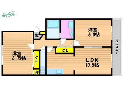 パルデンス大森(2LDK/3階)の間取り写真