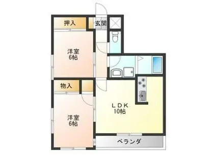 江戸屋ハイツ(2LDK/7階)の間取り写真