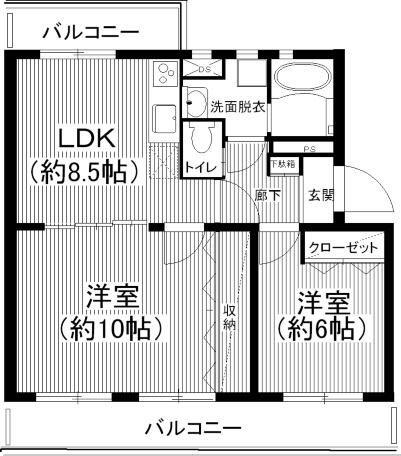オリーブガーデン(2LDK/2階)の間取り写真