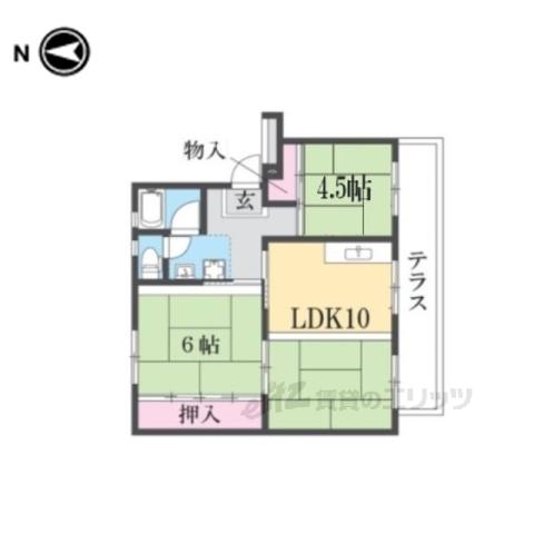寝屋川団地C28号棟(2LDK/1階)の間取り写真