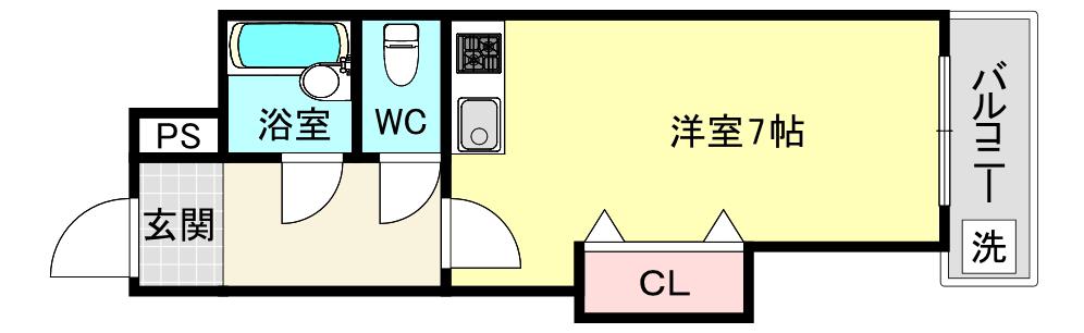 ハイネス門戸(ワンルーム/2階)の間取り写真
