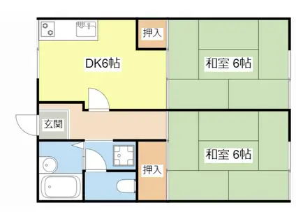 藤井ハイツ(2DK/2階)の間取り写真