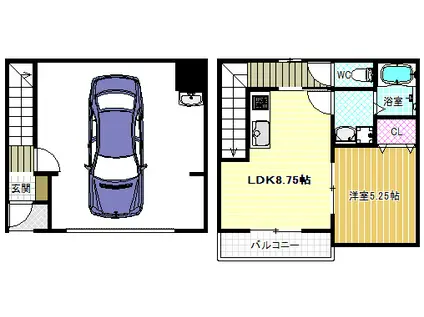 エスパース羽曳野(1LDK/1階)の間取り写真
