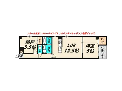 REFINO(2LDK/5階)の間取り写真