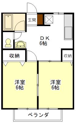 メゾンルミエール(2DK/2階)の間取り写真