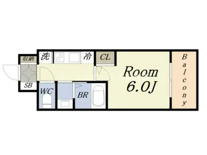 エステムコート大阪ウエストII(1K/6階)の間取り写真