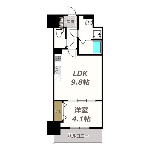 AND TERRACE天王寺(1LDK/10階)の間取り写真