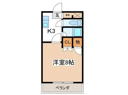 アップルズN(1K/2階)の間取り写真