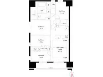 プレシス八王子レグリオ(4LDK/9階)の間取り写真