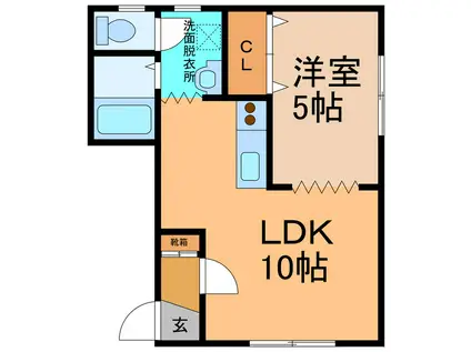 パリエ20(1LDK/2階)の間取り写真