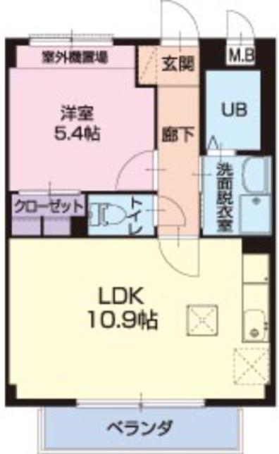 シェルヴェール(1LDK/1階)の間取り写真