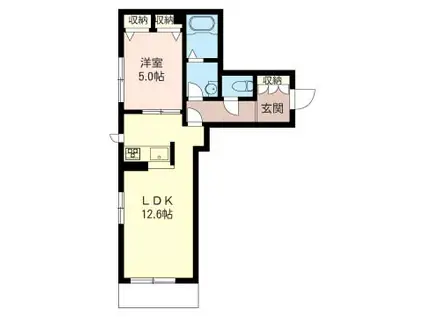 ロシェ落合南長崎(1LDK/1階)の間取り写真