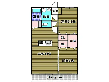 トゥールブランシュM&MII(2LDK/1階)の間取り写真