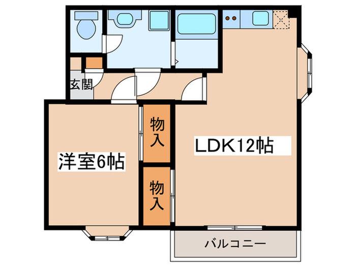 キャピタルイン竹内(1LDK/2階)の間取り写真