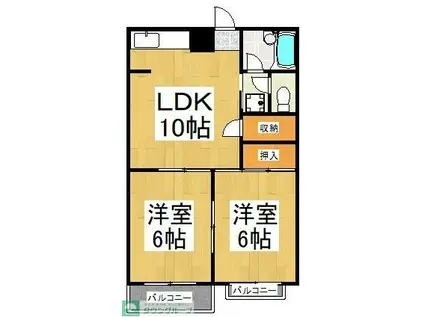 セント光ヶ丘(2LDK/3階)の間取り写真