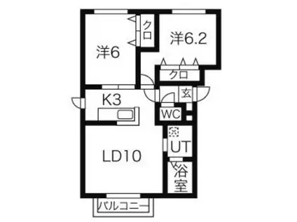 アルページュL・A(2LDK/4階)の間取り写真