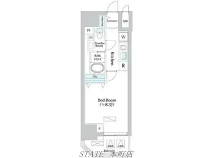 パークアクシス四ツ橋(1K/3階)の間取り写真