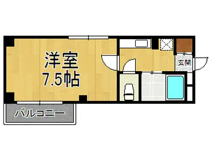 ハピネス園田(1K/5階)の間取り写真