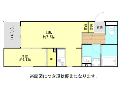 ラシックランテ紫(1LDK/2階)の間取り写真