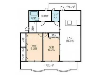カーサノーブル(2LDK/1階)の間取り写真