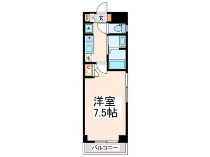 メイン新屋敷(1K/2階)の間取り写真