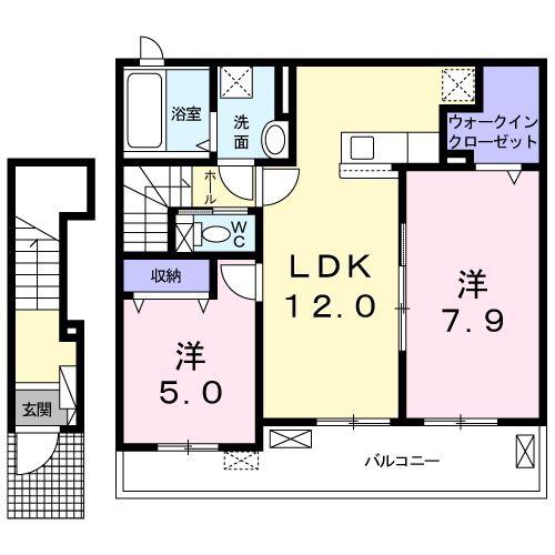 ガーデンヒルズ K(2LDK/2階)の間取り写真