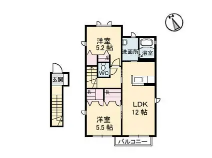 サンメゾンB(2LDK/2階)の間取り写真
