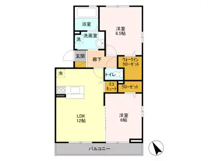 カーサリュミエール(2LDK/3階)の間取り写真