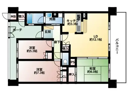 ジオ阪急高槻(3LDK/8階)の間取り写真