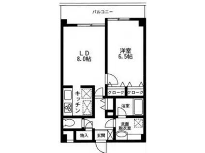 ソレイユ西蒲田(1LDK/7階)の間取り写真