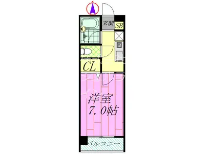 クォーレプロバンス浦安I(1K/2階)の間取り写真