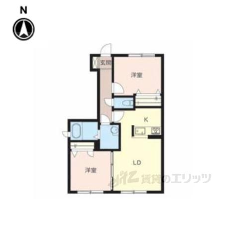 アルティ逢坂(2LDK/1階)の間取り写真
