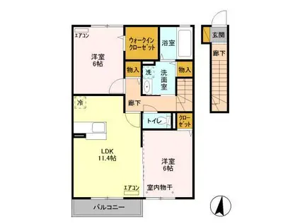 アヴニール B B202(2LDK/2階)の間取り写真