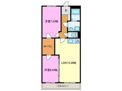 黒柳マンション(2LDK/1階)の間取り写真