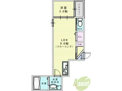 F ASECIA SUREAU(1LDK/1階)の間取り写真