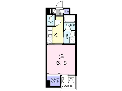 メリア北浦和(1K/4階)の間取り写真