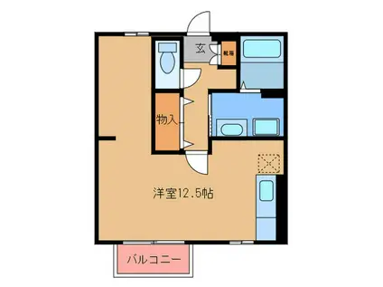 セジュールR・Y B棟(ワンルーム/1階)の間取り写真